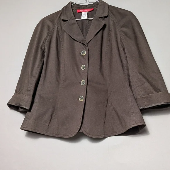 Anne Klein Tailored Brown Button Front Stretch Blazer Workwear or Smart Casual - Picture 5 of 14